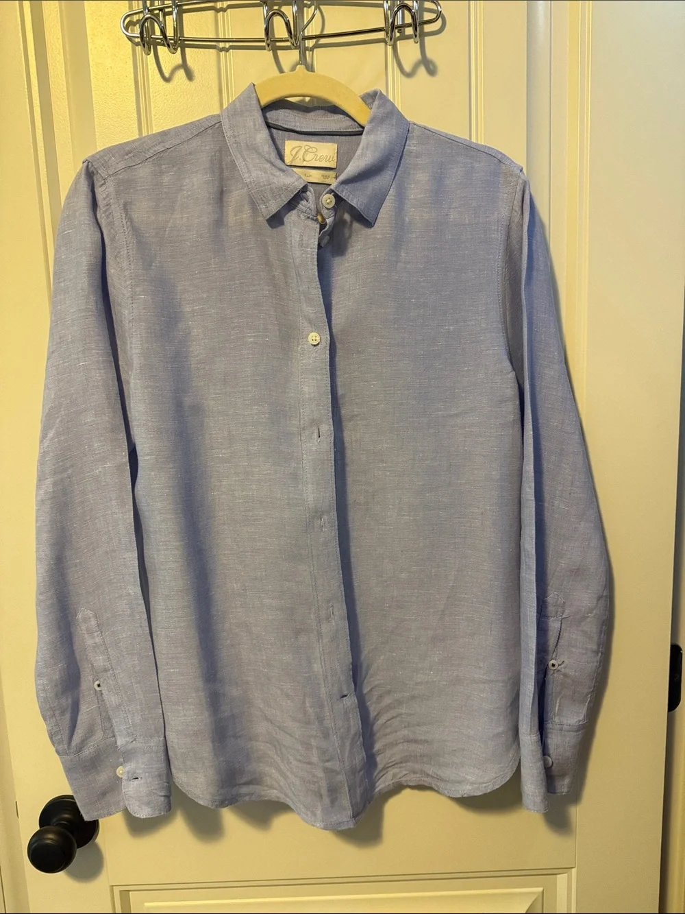 J. Crew Light Blue Linen Slim Button-Down Shirt size 8